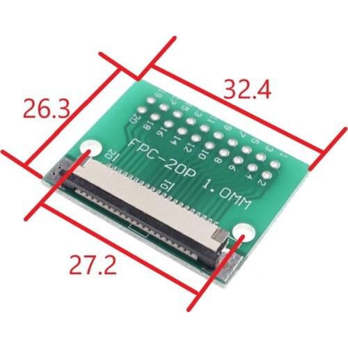 2 pcs Flexible Flat Cable FFC/FPC Connector Adapter 20 Pin 1.0 mm to 2.54 mm x 2.54 mm 2x10 Pin through hole DIP PCB Converter