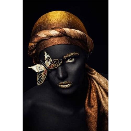 Canvas Table Butterfly African Women Wall Decoration 70x100 Cm