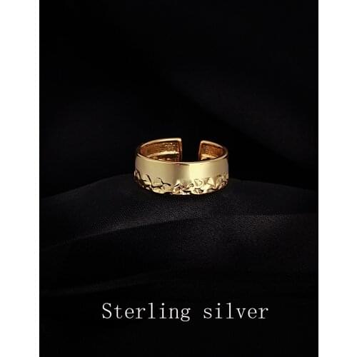 Ins Style Korean Version of 925 Silver Rings for Women Irregular Shape Concave Tin Foil Ring Ring Adjusters Sizers Wedding Ring