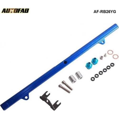 Top Feed Injector Flow Fuel Rail Kit For Nissan Skyline BNR32/R33/34 GTR/R34 88-ON RB26 Blue Aluminium Billet AF-RB26YG