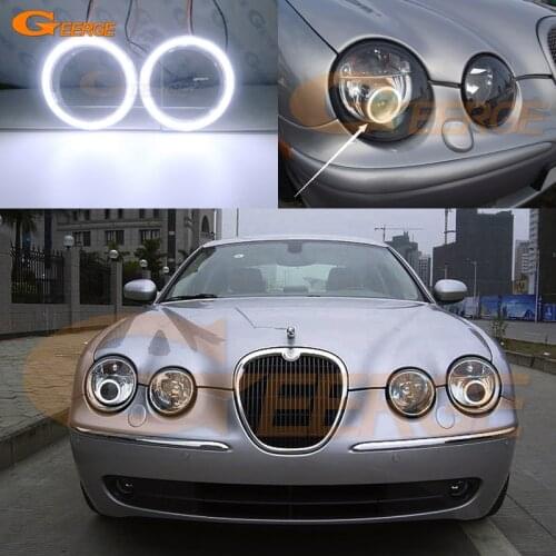 For Jaguar s type S-type 2003 2004 2005 2006 2007 2008 Xenon HEADLIGHT Ultra bright COB led angel eyes halo rings Day Light