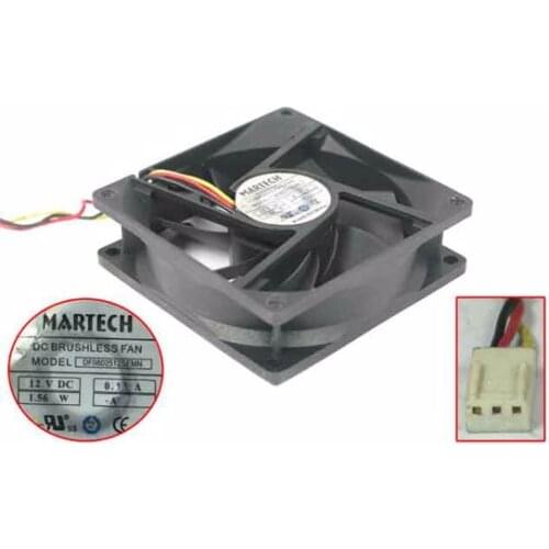 MARTECH DF0802512SEMN DC 12V 0.13A 80x80x25mm 3-wire Server Cooling Fan