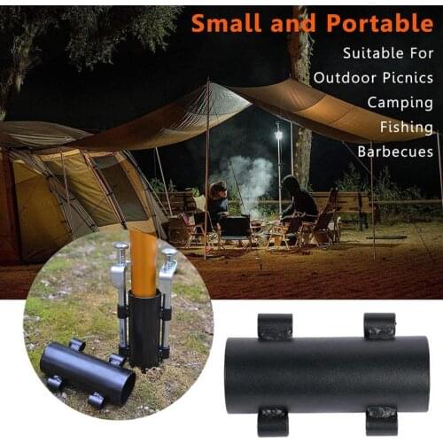 Metal Camp Awning Poles Holder Windproof Awning Tent Rod Holder Stand Tarp Poles Fixed Holder for Tarp Poles Less Than 35mm