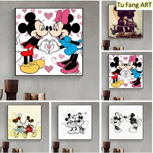 Wall Art Canvas Painting Disney Comics Mickey Minnie Cartoon Posters and Prints Room Decor Pictures Living Kids Home Decoration