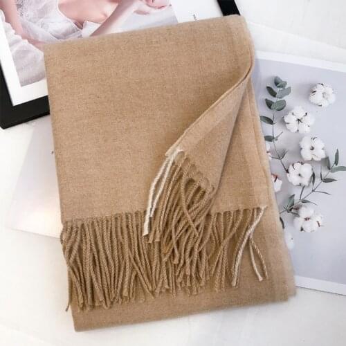 New Cashmere Like Scarf Women Winter Solid Color Wool Scarf for Warm Korean Style Fringed Big Shawl