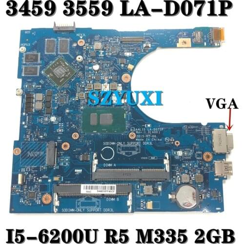 I5-6200U R5 M335 2GB For Dell VOSTRO 3459 3559 Motherboard AAL15 LA-D071P CN-085Y8T 85Y8T Mainboard 100% tested