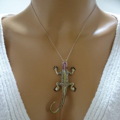 Lizard Necklace 925 Sterling Silver Salamander Necklace