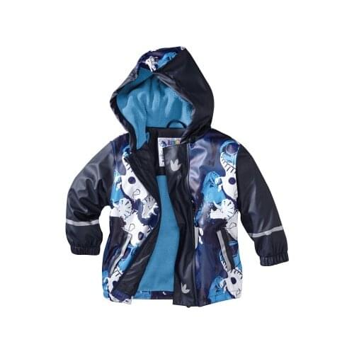 Children Outerwear raincoat poncho Boys PU leather waterproof windproof breathable Jackets coat Plus velvet clothes