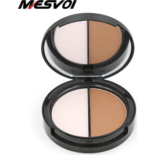 Makeup Face Powder Bronzer Foundation Powder 1 pcs Two-color Highlight Contour Powder Palette Net 13g