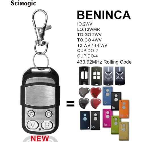 BENINCA Gate Remote Control Compatible beninca TO.GO 2VA / TO.GO 2WV / TO.GO 4WV Garage Command 433.92mhz Rolling Code Key Fob
