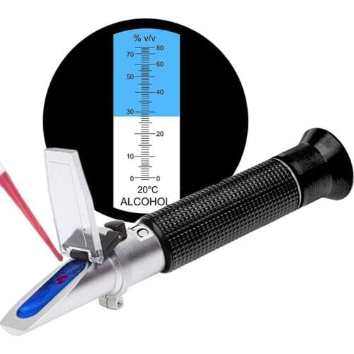 Hand Held Range 0-80% V/vAlcohol Refractometer ATC Spirits Tester Meter Alcoholometer Liquor Wine Content Tester With Retail Box