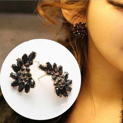 Ex631 Korean version trend Vintage Alloy geometric black moon studs earrings 2021 trend Womens Jewelry