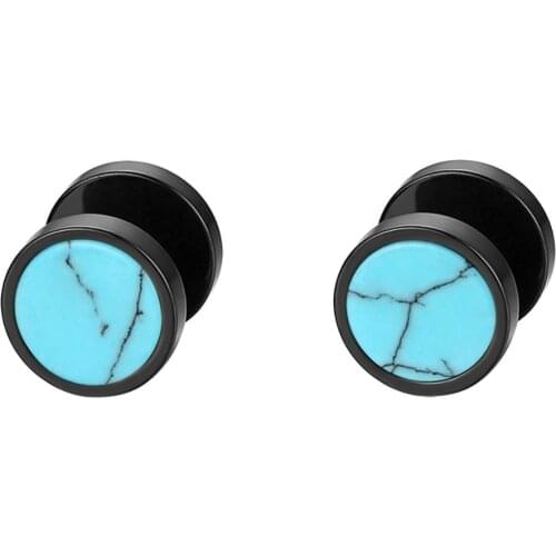 BONISKISS Fashion Stainless Steel Earrings Women Men Barbell Dumbbell Punk Cool Round Stud Earring Male Jewelry Gift Wholesale