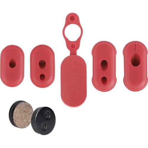 Charge Port Cover Silicone Plug Red Charging Dust Silicone Plug with Brake Pads for XIAOMI M365 Electric Scooter