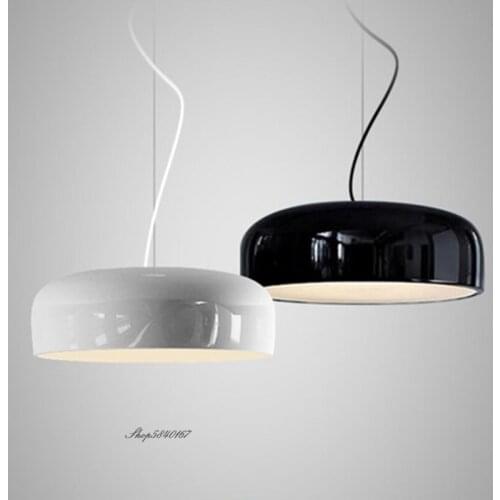 Modern Pendant Lights Kitchen Lid Light Hanging Lamp Restaurant Glossy Black Round Pendant Lamp Bar Restaurant Decor Luminaire