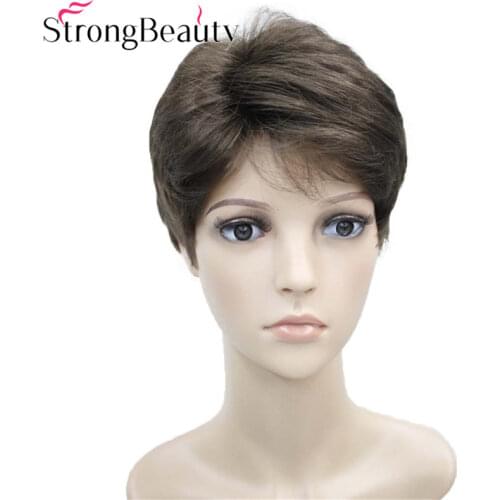 StrongBeauty Short Body Body Wave Wigs Synthetic Women/Men Wig Heat Resistant Wig