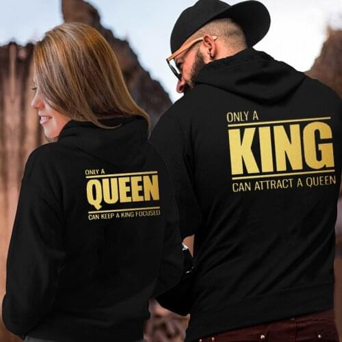 Women Men Lovers Sweatshirt Lovers Couples Couple Hoodies Chritsmas Costumes ONLY A QUEEN CAN KEEP A KING FOCUSED QUEEN KING