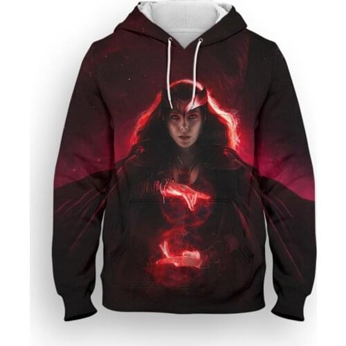 Marvel 3D Print Scarlet Witch Mens Oversize Hoodie Spring Streetwear Children Sweatshirts Long Sleeve Women Clothes Tops