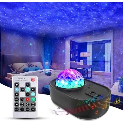 USB Colorful Starry Sky Galaxy Star Projector Night light Spaceship Lamp Bluetooth Music Player Romantic Lamp For Kids Gift Home