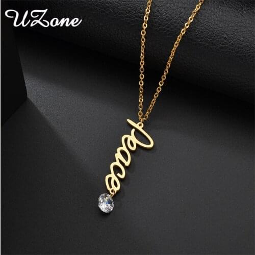 UZone Customized Nameplate Vertical Necklace CZ Stone Personalized Name Necklaces for Women Wedding Engagement Wholesale
