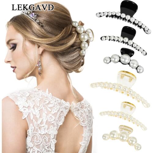 Big Acrylic Hairpins Pearl Hair Clips Crab Hair Claws For Girls Barrettes Headwear Hair Pins Accessories For Women