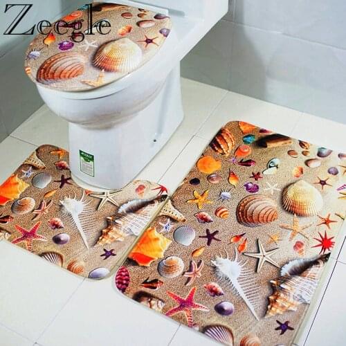 Zeegle Printed Bath Mat Non Slip Bathroom Mat for Toilet Shower Room Lid Cover Area Rug Water Absorb Floral Bathroom Mats