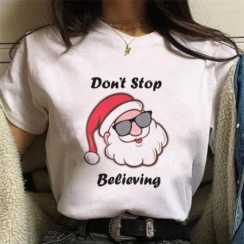 Christmas Santa Claus Graphic Print T-shirt Women Harajuku Aesthetic White Top Tshirt 2021 New Autumn Fashion Y2k Female T Shirt