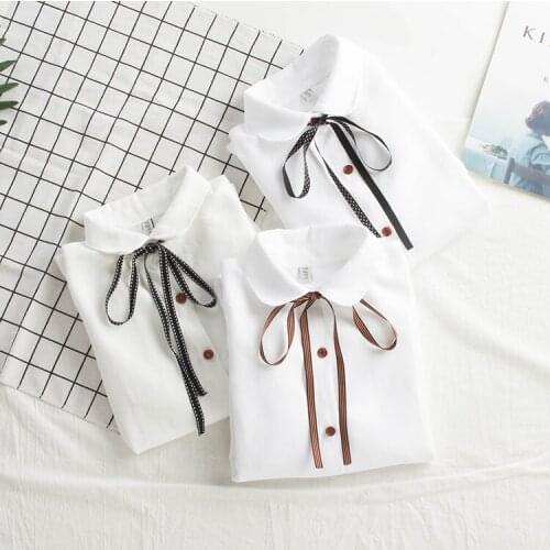 New 2019 Spring Summer Women Office Lady Formal Button Down Long Sleeve School Blouse Cotton Soft Casual White Shirt Tops G208