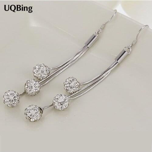 2016 New Design 925 Silver Drop Earrings Long Earrings With Crystal Beads Earrings For Women Free Shipping Brincos