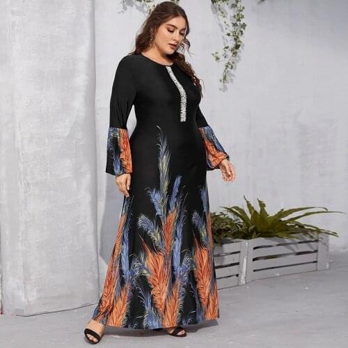 4XL 5XL Plus Size Womens Clothing 2021 Spring Autumn Long Sleeve Fashion Vestido New Robe Elegant Party Maxi Dress Big Size 3XL
