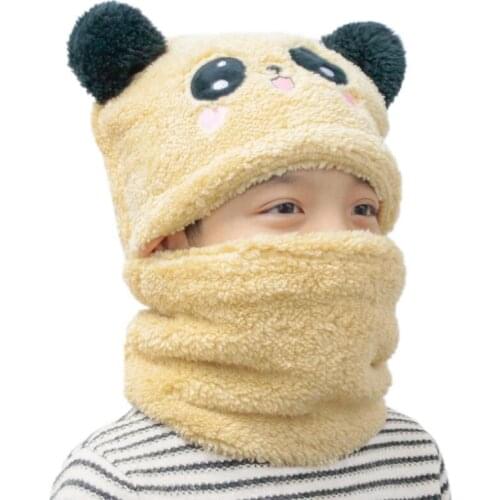 Winter children Hat Scarf Suit 5-15T big kids Knitteed boys girls Scarf Set velvet warm windbreaker cap thicken Ear protector