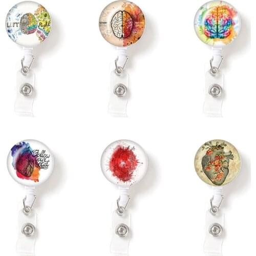 1PC Badge Holder Creative Pattern Retractable Nurse Badge Reel Clip Portable Mini Students Doctor ID Card Holder