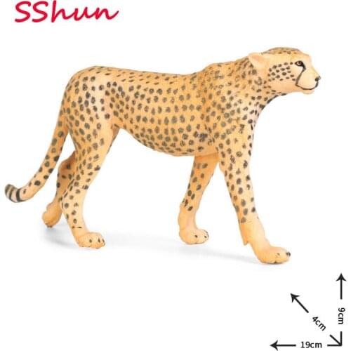 2pc/Set Children simulation wild animal toy model large solid cheetah leopard plastic scene decoration