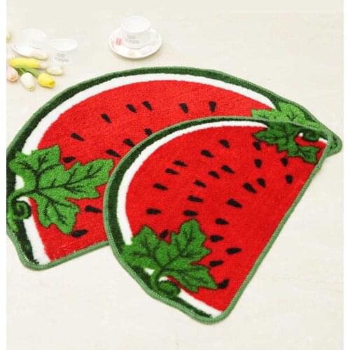 2pcs/set Semicircle Watermelon Pattern Carpet Living Room Bedroom Floor Mat Kid Room Cartoon Rugs Decor Non-slip Toilet Bath Mat