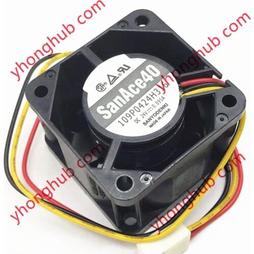 SANYO DENKI 109P0424H316 DC 24V 0.095A 40x40x28mm 3-Wire Server Cooling Fan
