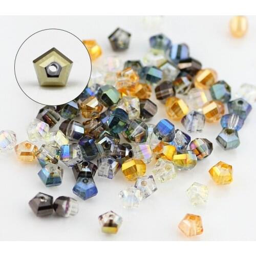 4mm polygon Austria beads colorful glass crystal beads hexagon bead for Jewelry Making DIY Handmade EARRING SJZ19
