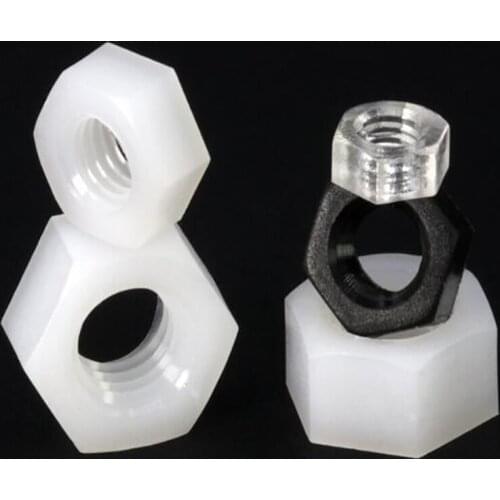 50pc M2 M2.5 M3 M 4M5 M6 M8 M10 M12 Plastic nut Nylon hex nut Nylon screw cap black white Transparent