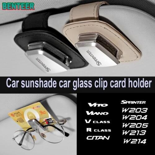 Genuine Leather Car Sunshade Glass Clip Holder For Mercedes benz VITO CITAN SPRINTER VIANO V-CLASS RCLASS W203 W204 W213 W214