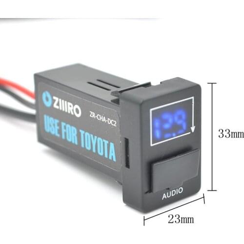 Car USB Audio MP3 Socket with DC Voltage LCD Display for Toyota Corolla Auris Camry Reiz RAV4 Highlander