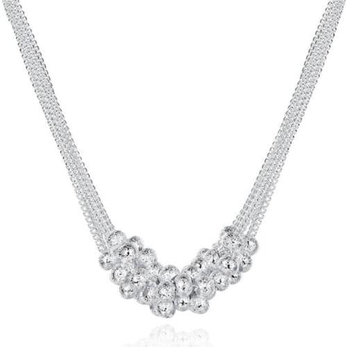 BABYLLNT 925 Sterling Silver Frosted Grape Beads Multi-Chain Necklace For Women Fashion Wedding Engagement Party Charm Jewelry