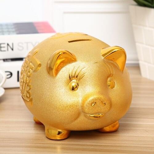 Coin Large Piggy Bank Kids Pig Ceramic Paper Money Ornament Cute High Capacity Piggy Bank Saving Spaarpot Home Decoration DG50MB