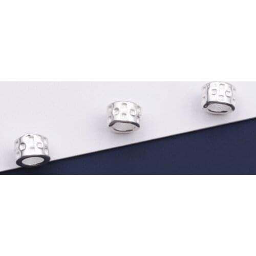 5pcs/lot 925 Sterling Silver Cute Big Hole Loose Beads 4.5mm Bracelets Necklace Dots Silver Spacer Beads DIY Jewelry Components