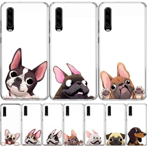 Cute Animal Pug Dog Cartoon Bulldog Phone Case For Huawei Mate 30 20 10 P40 P30 P20 P10 Pro Lite P Smart Z Plus 2019 2018 Cover