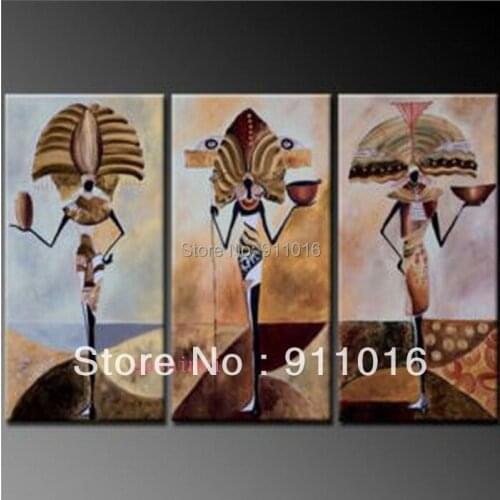 Home Decoration3 Panel Wall Art Botanical Modern Abstract Art Oil Painting African Girl Guaranteed 100% Free Shipping Wall Art