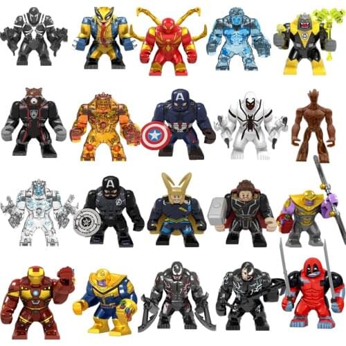 Superhero Action Doll Venom King Kong Spider-Man Big Hulk Tyrant Thanos Iron Man Childrens Building Block Toys