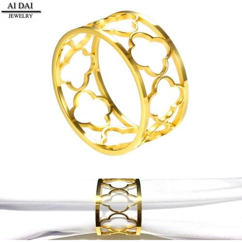 European and American creative personality flower mesh hollow titanium steel gold bracelet retro temperament