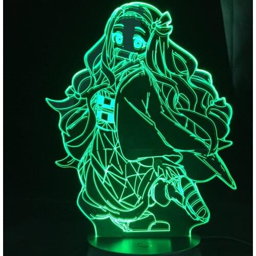 Kimetsu No Yaiba Nezuko Kamado Figure 3D Led Night Light for Bedroom Decor Nightlight Kids Child Table 3d Lamp Demon Slayer Gift