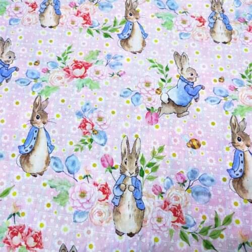 Digital Printing Cotton Fabric Alice Rabbit Printed Fabric Sewing Material Patchwork Hometextile Cushion Cover DIY Kids Clothes