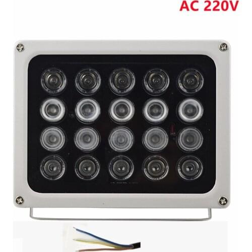 AC 220V 20Pcs Leds IR Illuminators Infrared Fill Light Security Camera Night Viision 90 Degree Lamp for CCTV Surveillance System