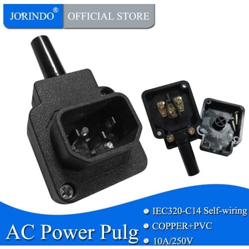 JORINDO 90 Degree C14 Power Plug, IEC 320 C14 Down Angle Male Plug AC Power Cord/Cable Connector